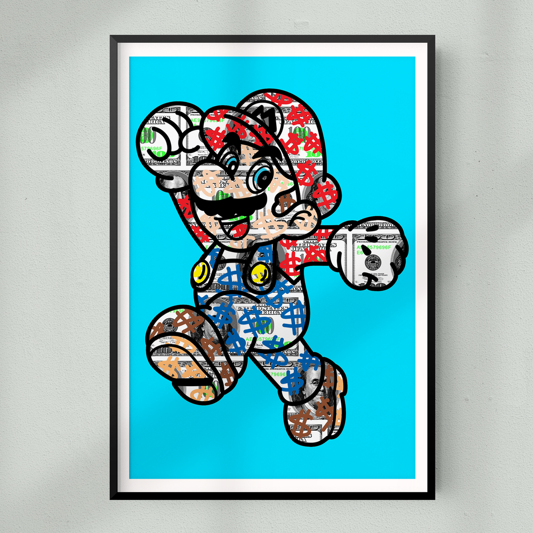 Money Mario Limited Edition Print - Blue
